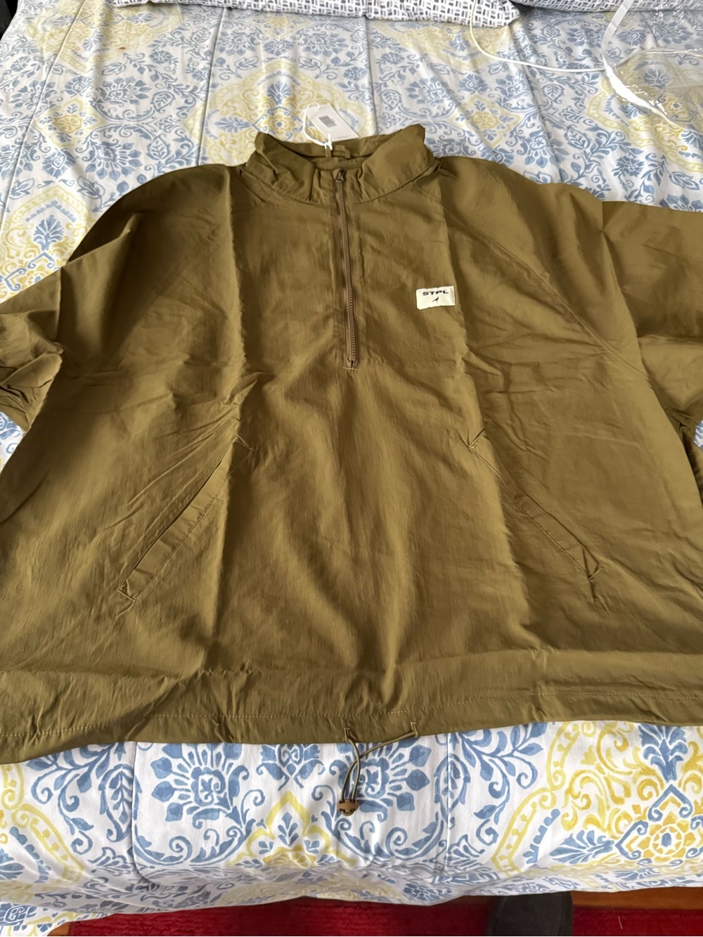 Staple Men’s Olive Lightweight Half-Zip Windbreaker Jacket